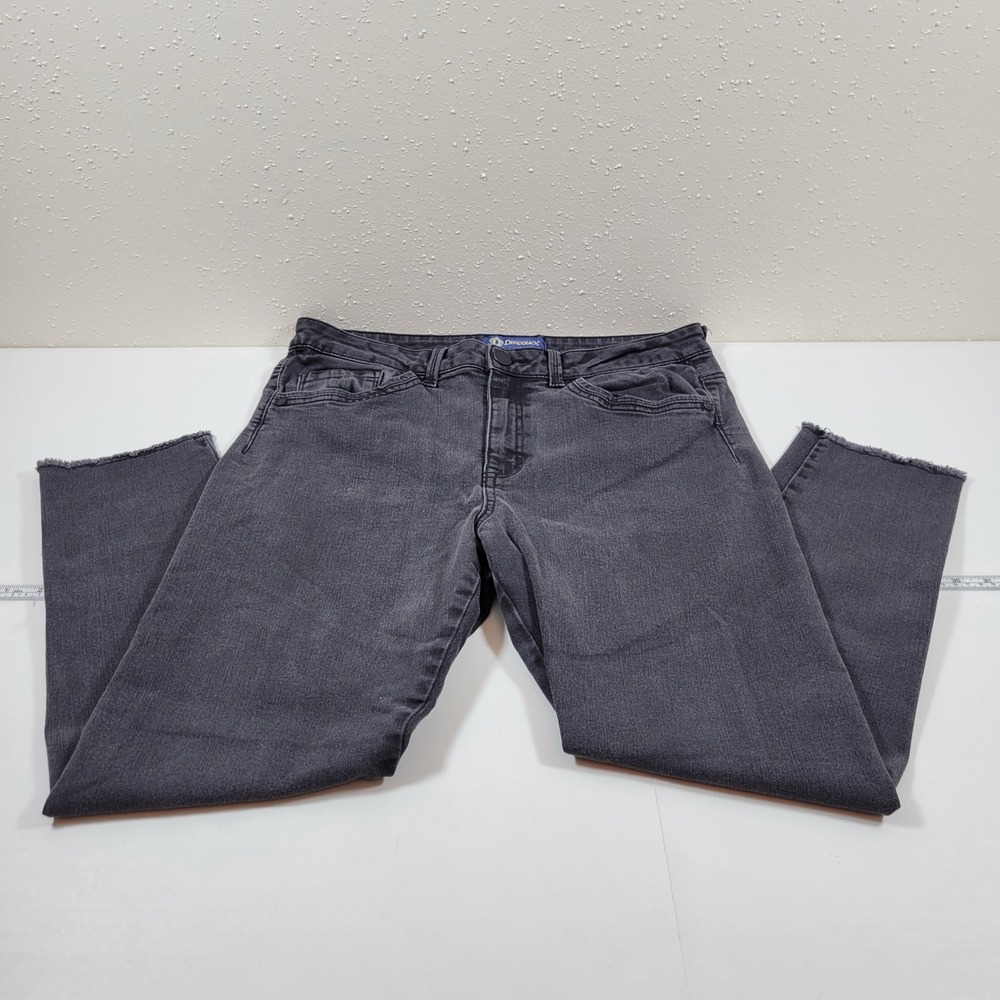 Democracy High Rise Jeans Women 12 Gray Excellent Raw Hem Straight Leg B1886R9SL